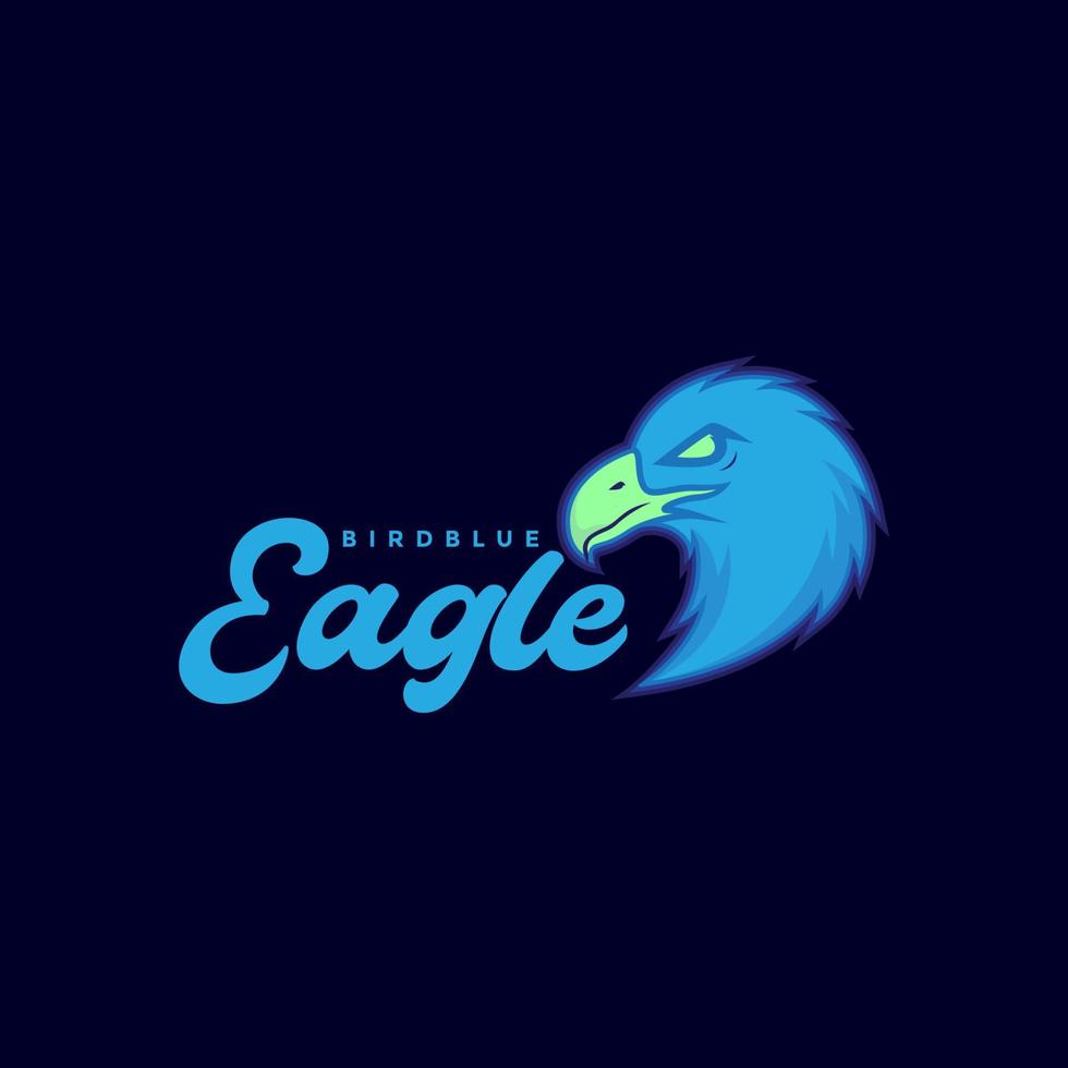 cabeza de águila color azul diseño de logotipo vector gráfico símbolo icono ilustración idea creativa