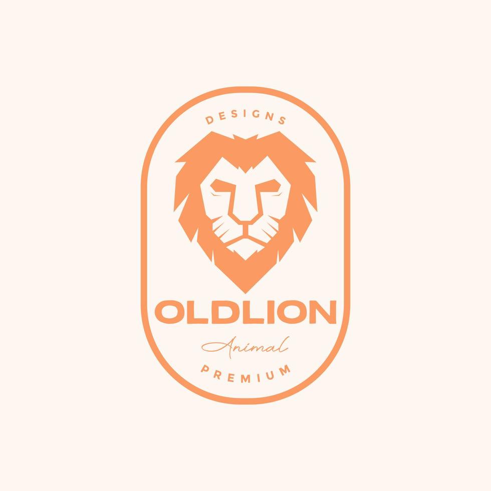 line badge with head old lion logo design vector graphic symbol icon illustration creative idea