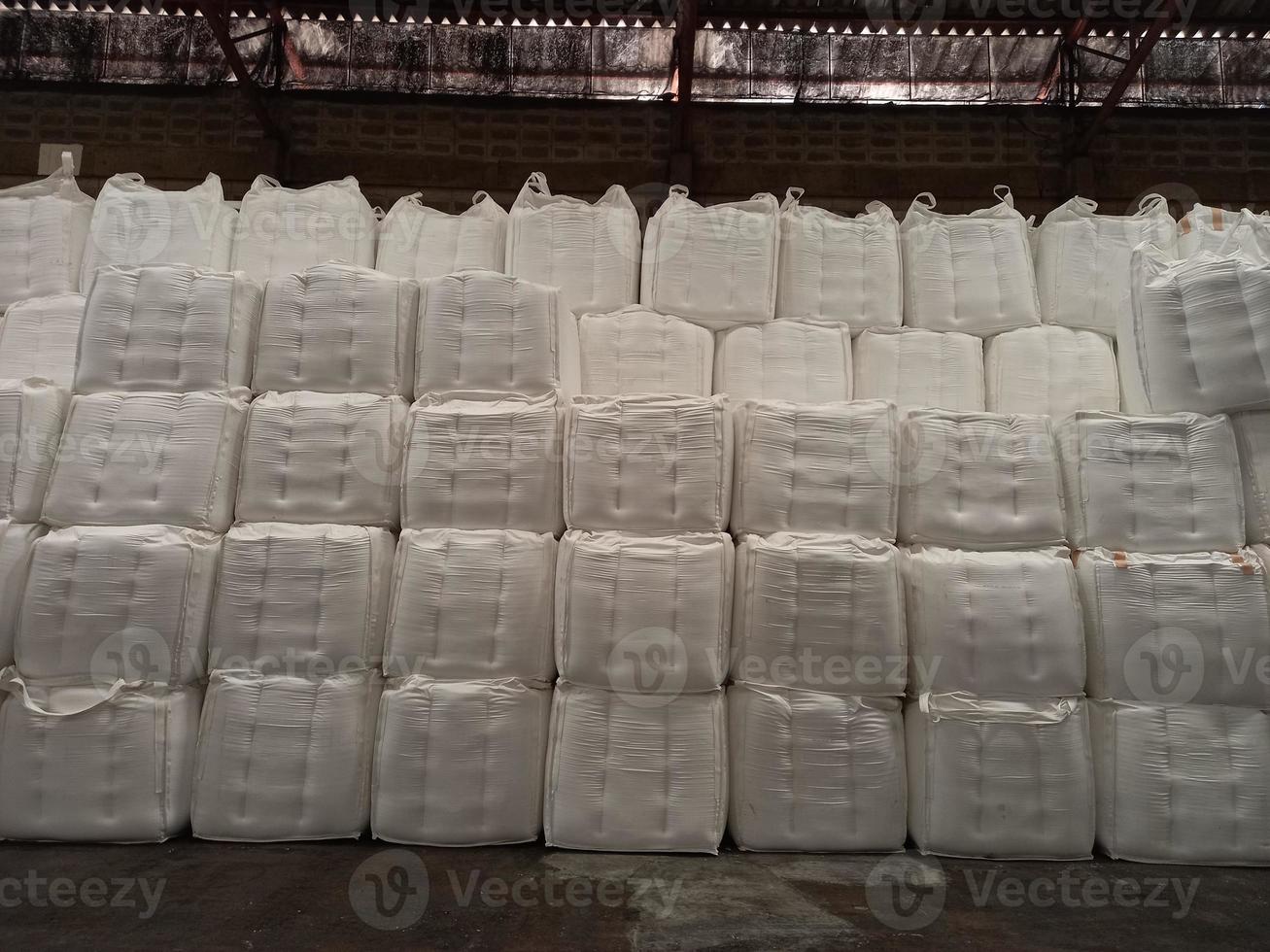 Chemical fertilizer Urea Stock pile jumbo-bag in warehouse waiting for shipment photo