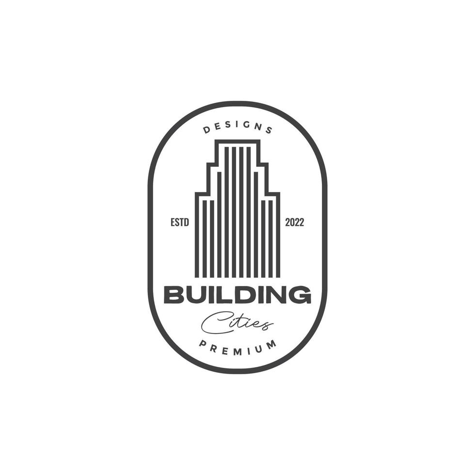 modern badge with line building skyscraper logo design vector graphic symbol icon illustration creative idea