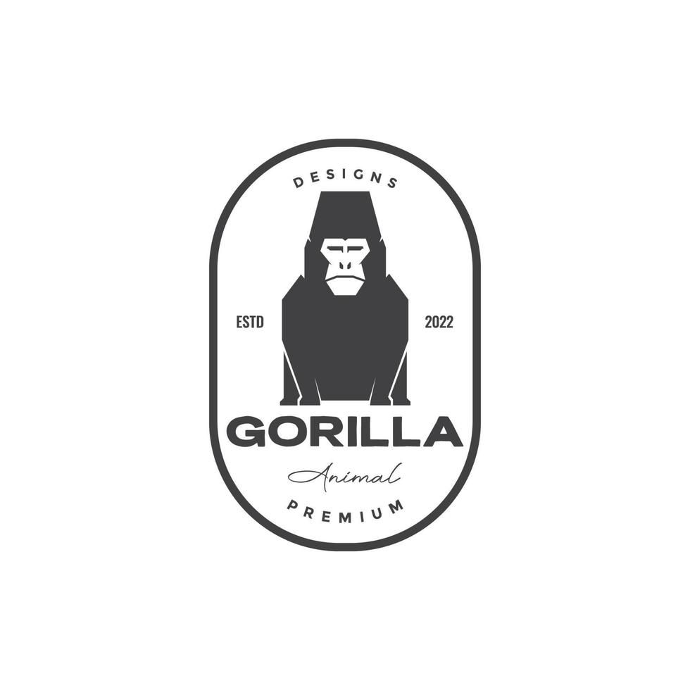 badge with sit gorilla logo design vector graphic symbol icon illustration creative idea