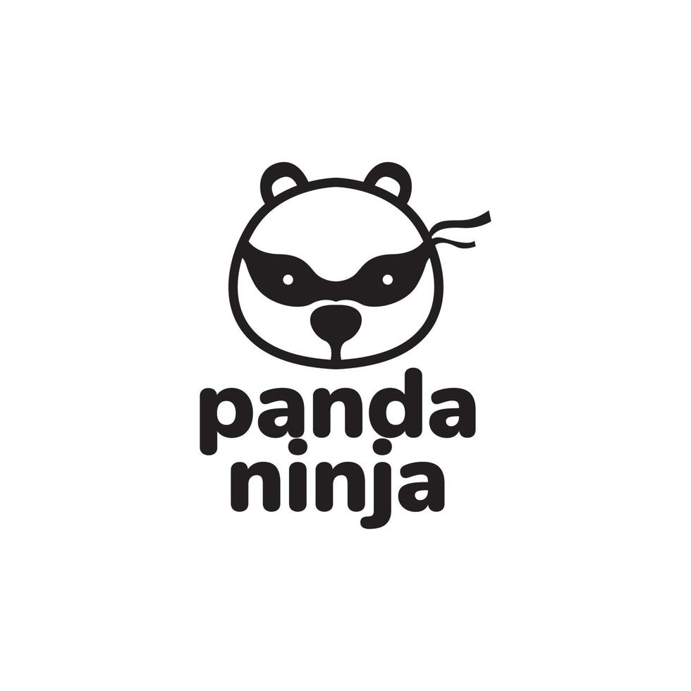 cara linda caricatura panda ninja diseño de logotipo vector gráfico símbolo icono ilustración idea creativa