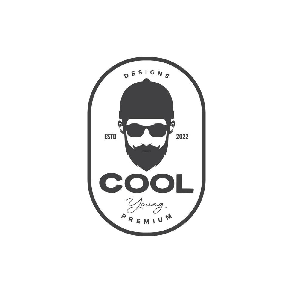 cool man with beard and beanie hat vintage logo design vector graphic symbol icon illustration creative idea