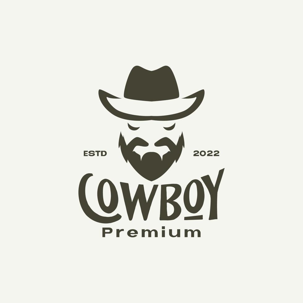 cabeza vaquero con barba diseño de logotipo vintage símbolo gráfico vectorial icono ilustración idea creativa vector