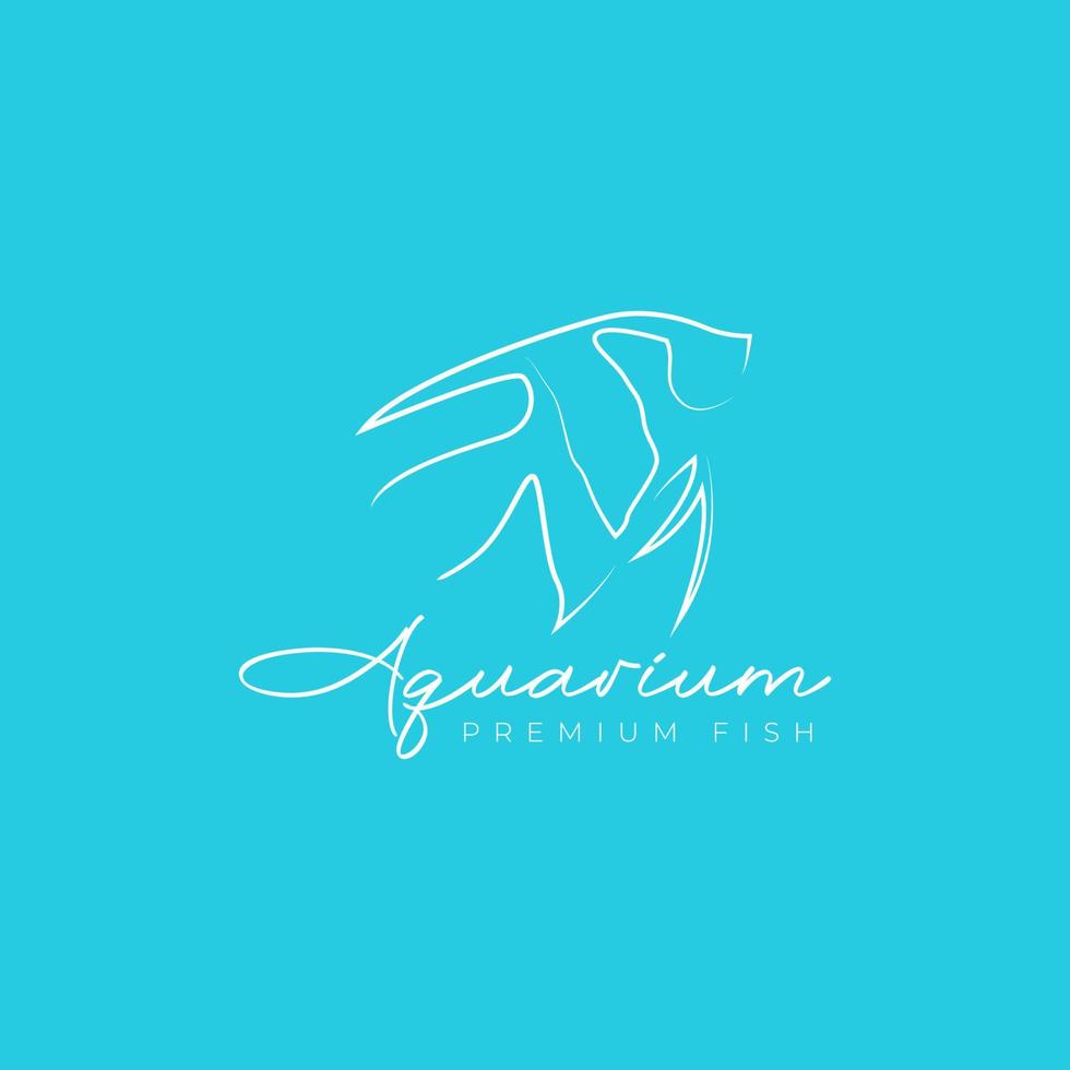 line art sail ornamental fish aquarium logo design vector graphic symbol icon illustration creative idea