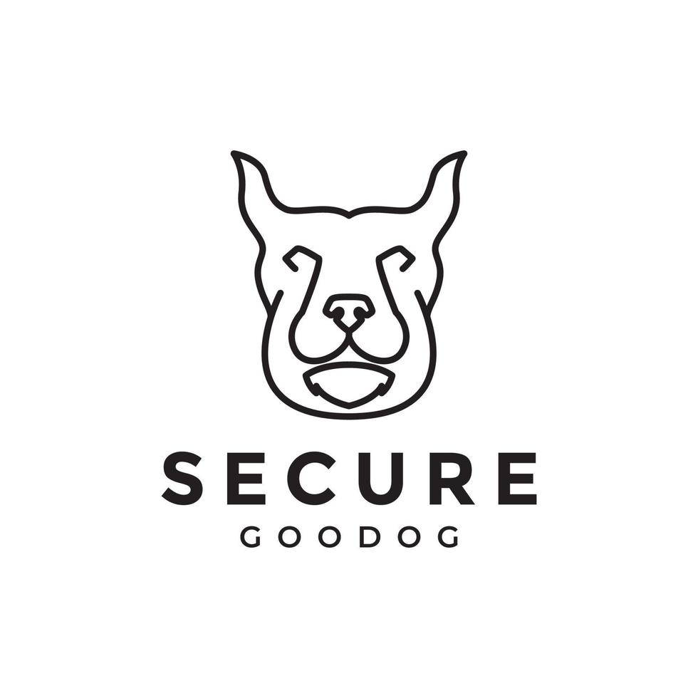 modern line head pets dog secure logo design vector graphic symbol icon illustration creative idea