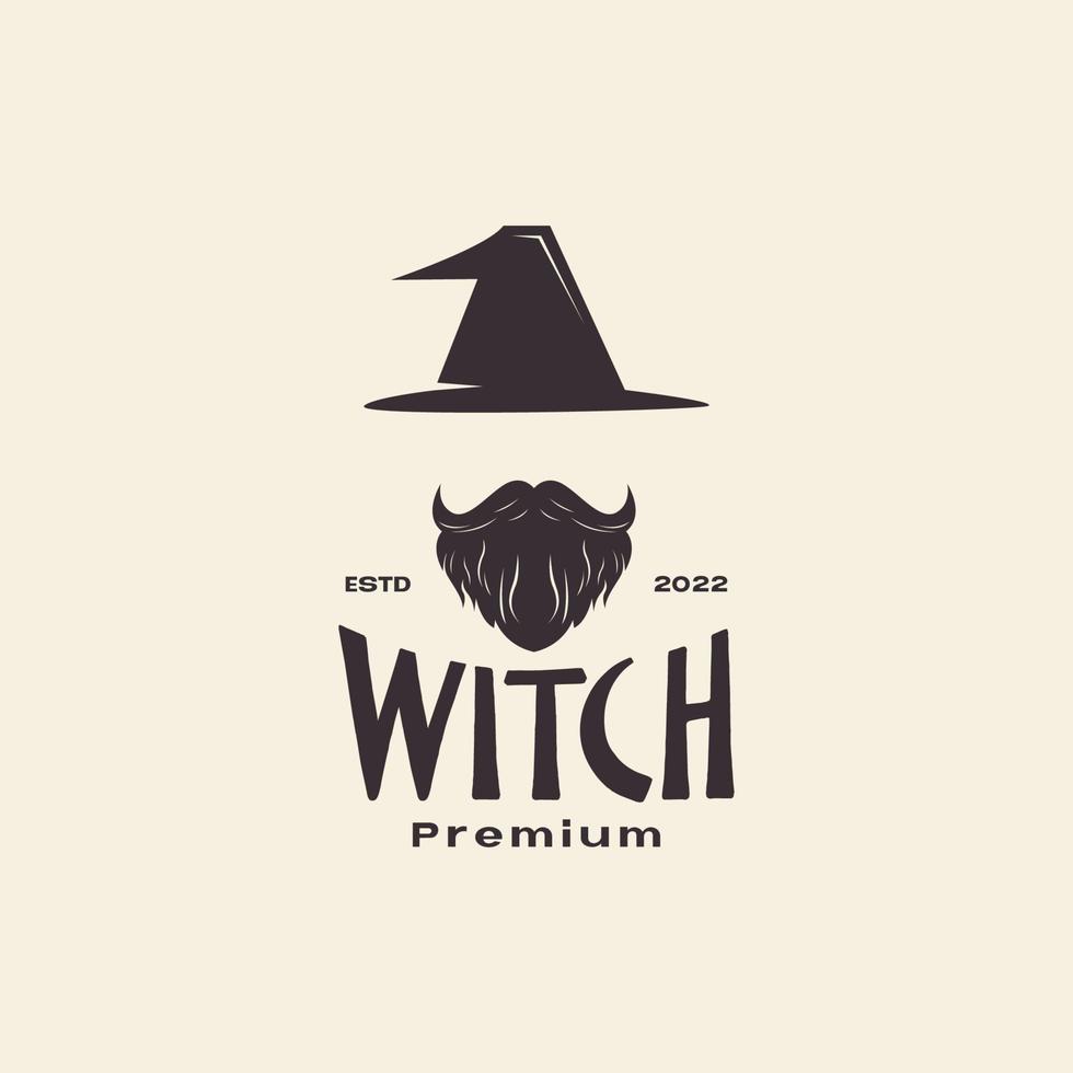 vintage old man beard mustache hat witch logo design vector graphic symbol icon illustration creative idea