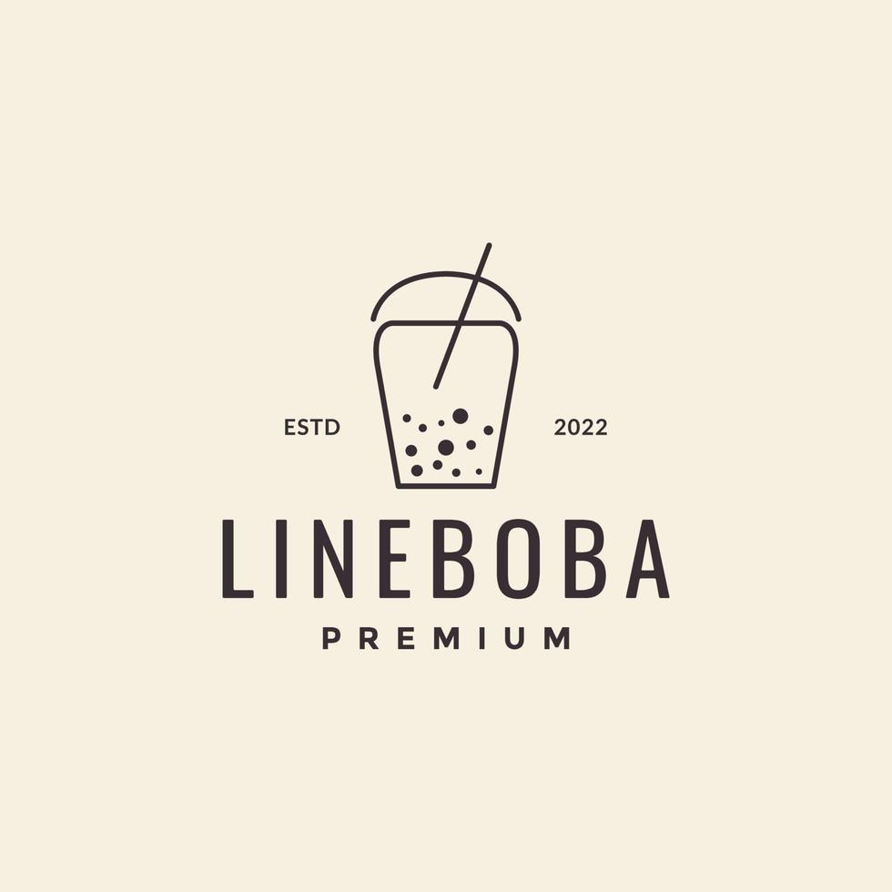 línea boba bebida puntos simple logotipo diseño vector gráfico símbolo icono ilustración idea creativa