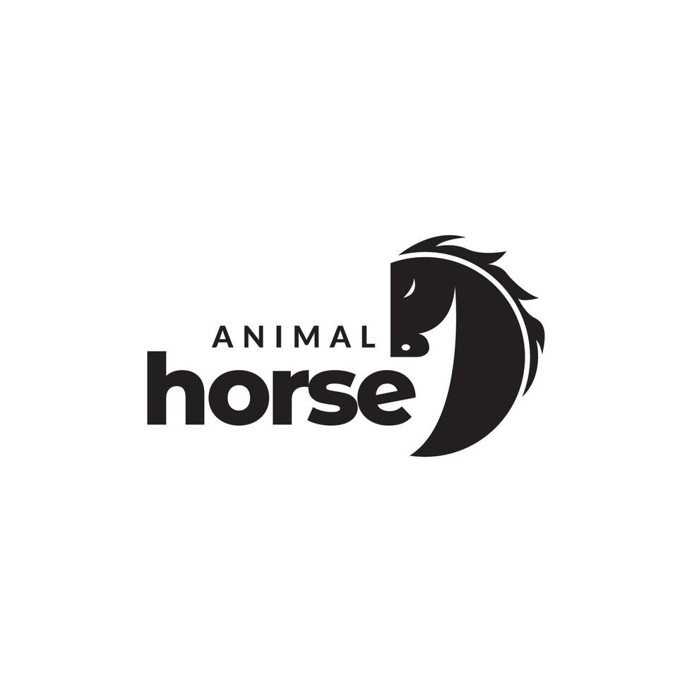cabeza negra caballo geométrico simple diseño de logotipo vector gráfico símbolo icono ilustración idea creativa
