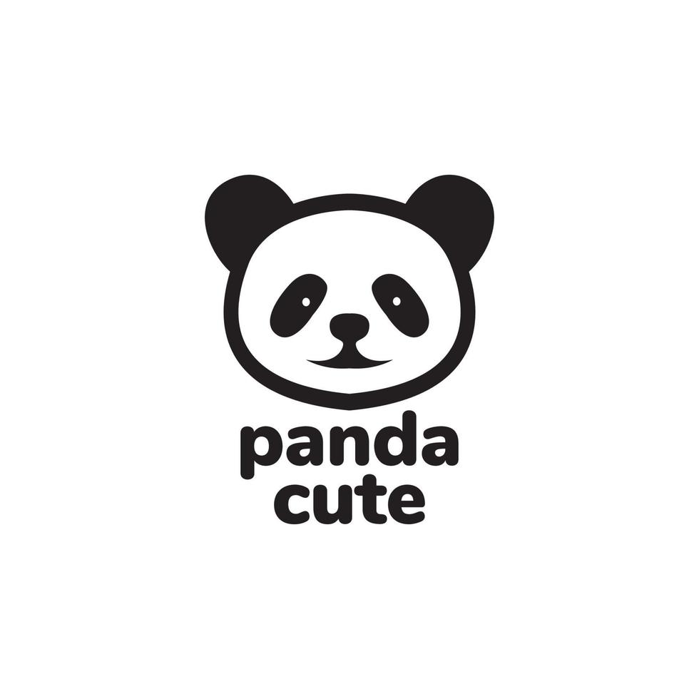 head cute panda minimal logo design vector graphic symbol icon illustration creative idea