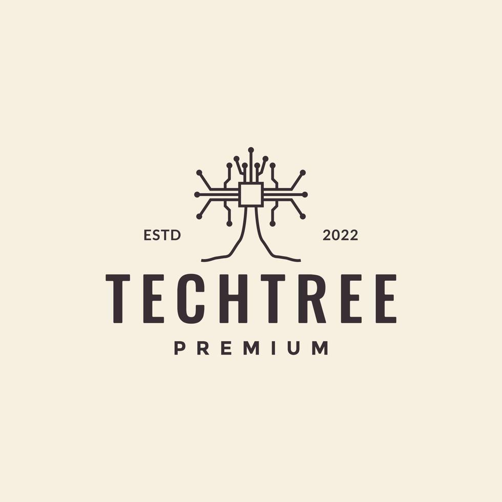 chip árbol tecnología línea puntos logotipo diseño vector gráfico símbolo icono ilustración idea creativa