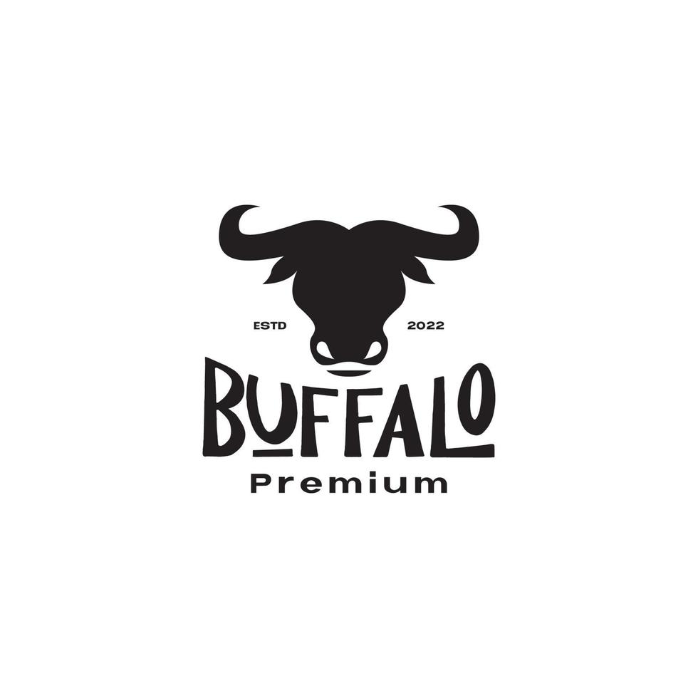 flat isolated head buffalo black vintage logo design vector graphic symbol icon illustration creative idea