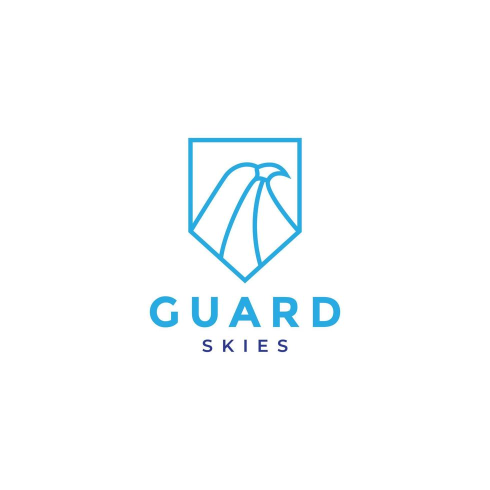 head eagle falcon line with shield logo design vector graphic symbol icon illustration creative idea