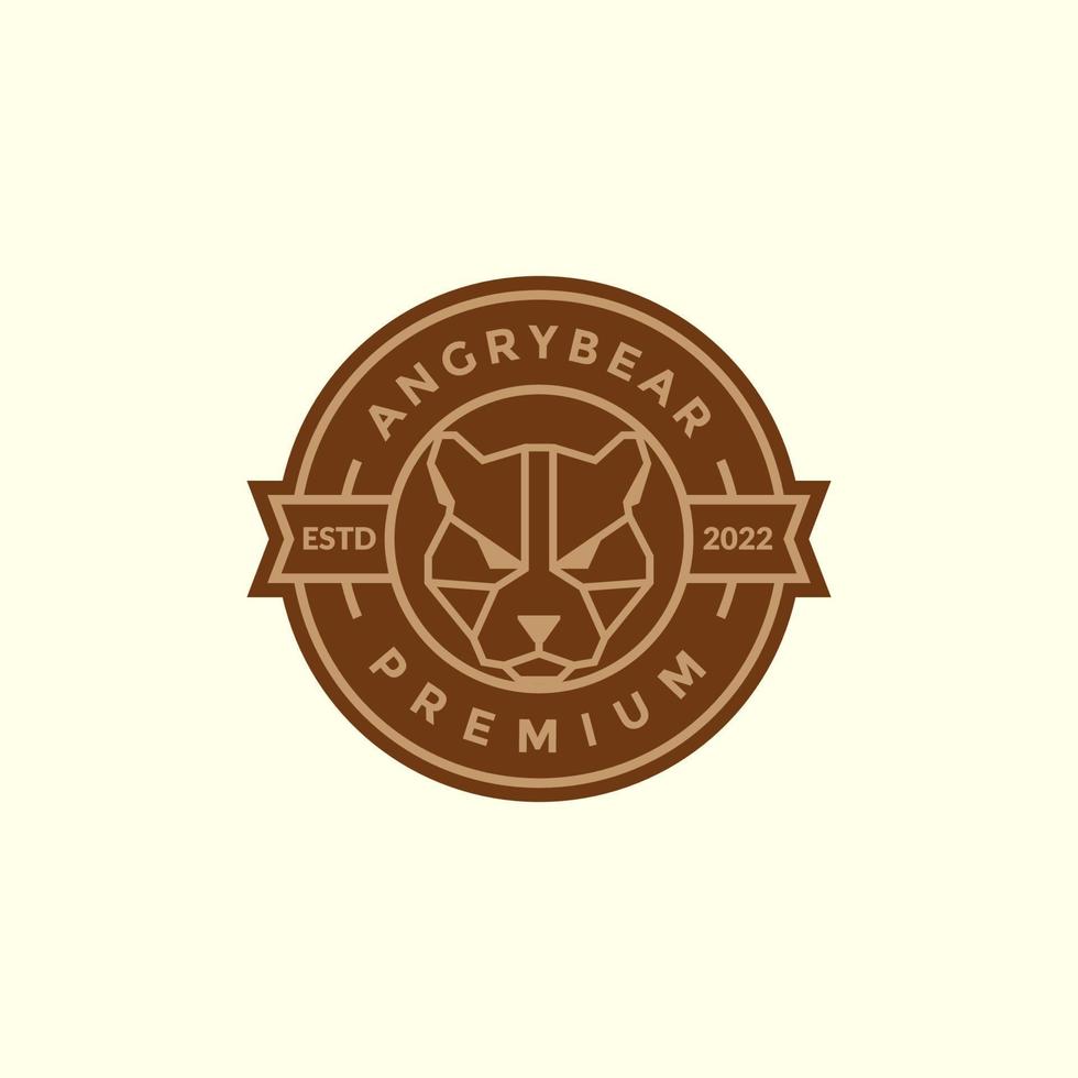 grizzly head bear line polygon badge logo design vector graphic symbol icon illustration creative idea