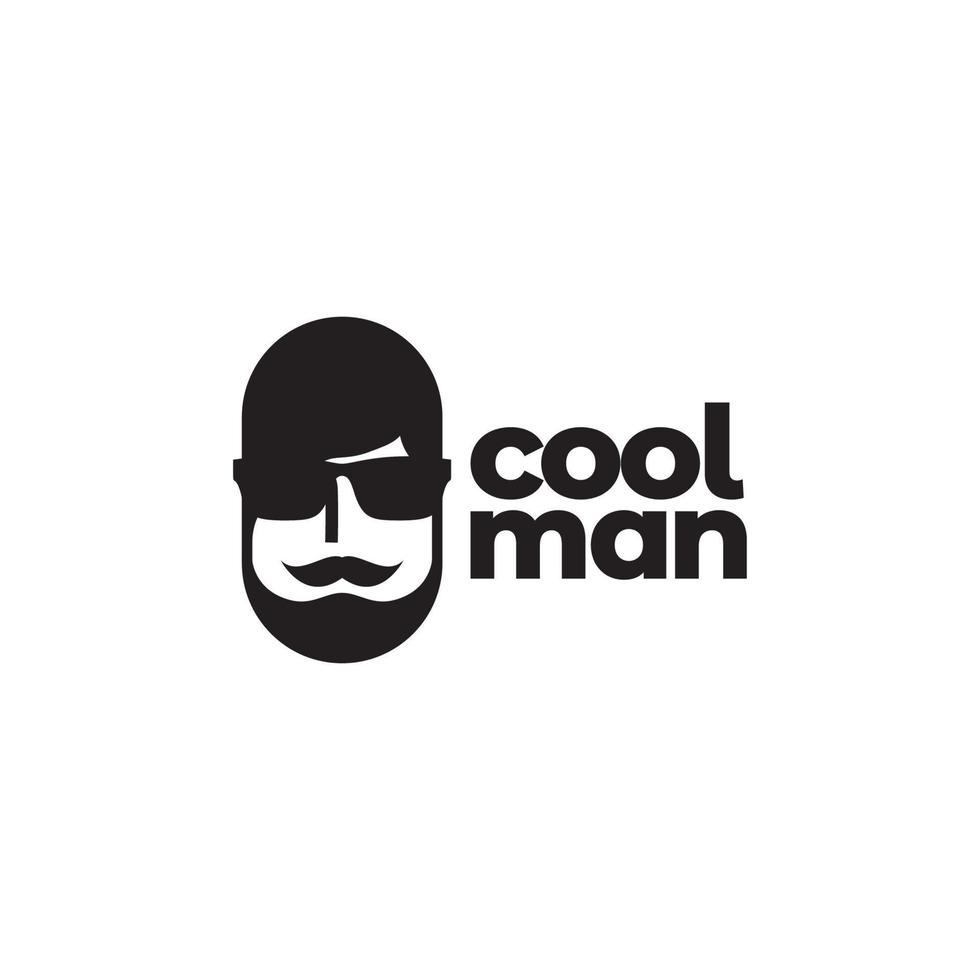 head cool man with beard and sunglasses logo design vector graphic symbol icon illustration creative idea