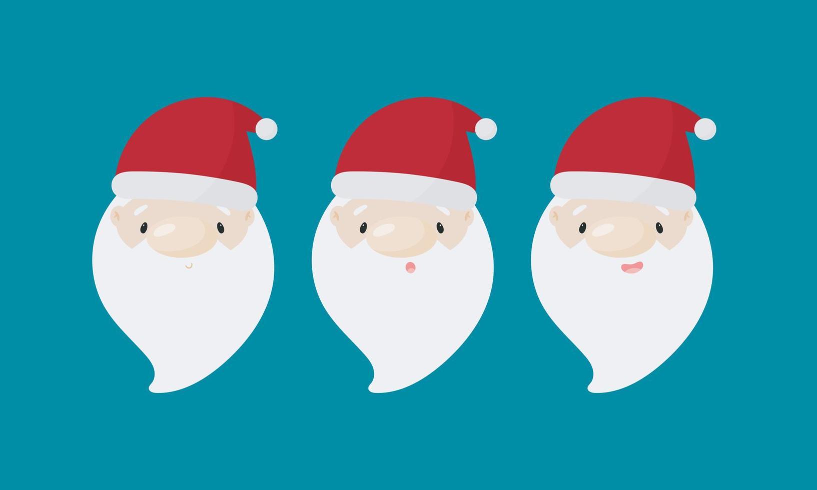 Santa Claus heads. Vector illustration in cartoon style.