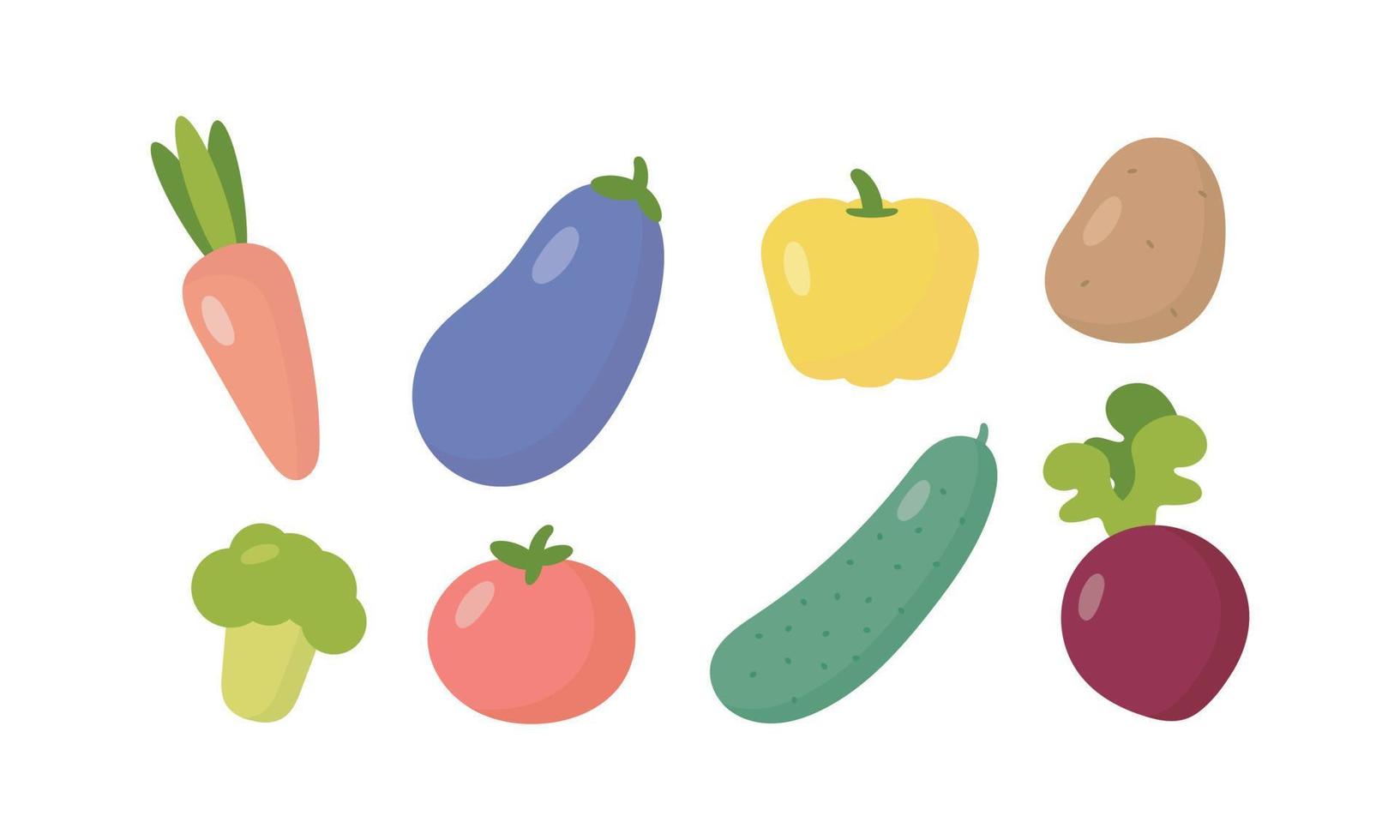 conjunto de verduras. ilustración vectorial en estilo de dibujos animados. vector