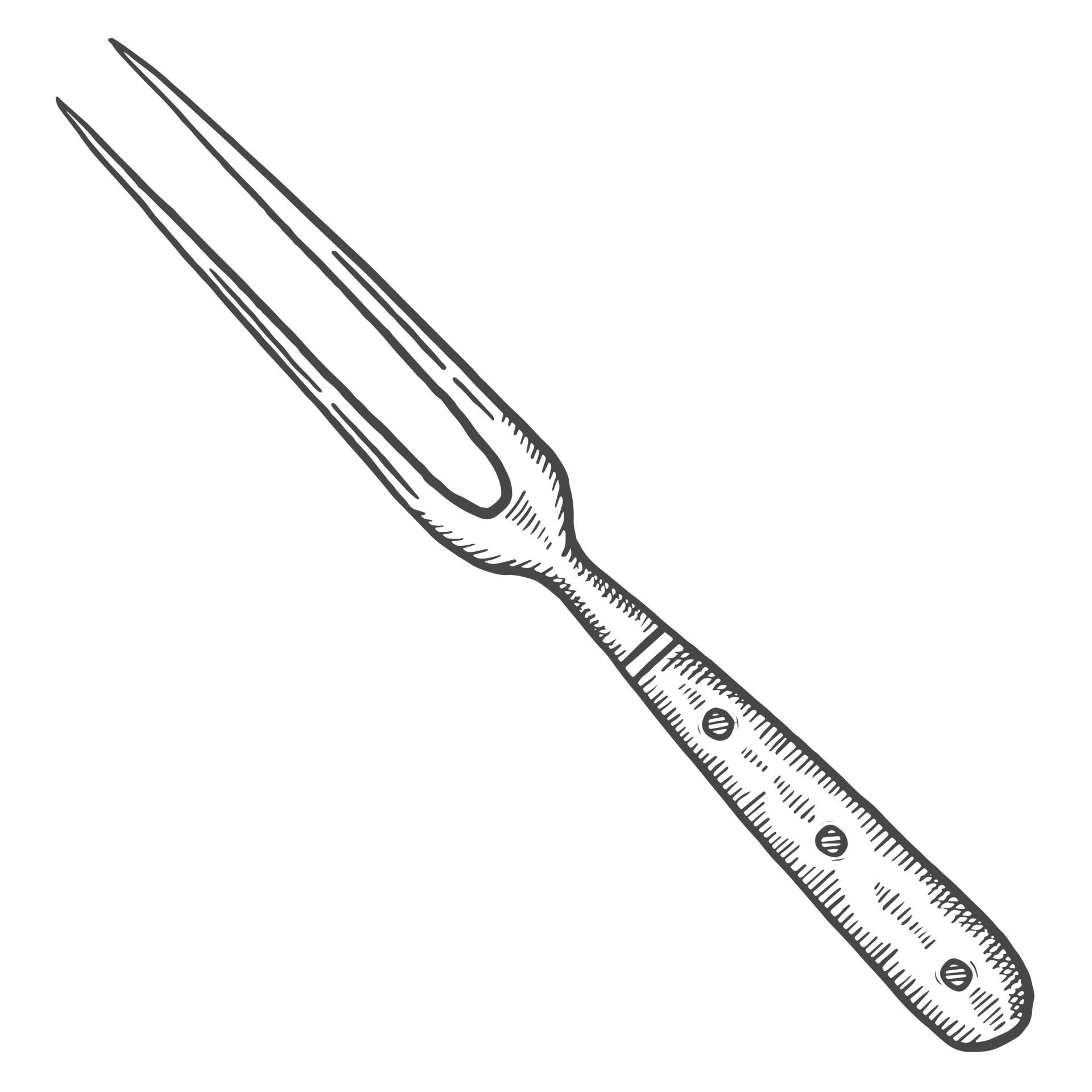 kitchen carving fork knife isolated doodle hand drawn sketch with