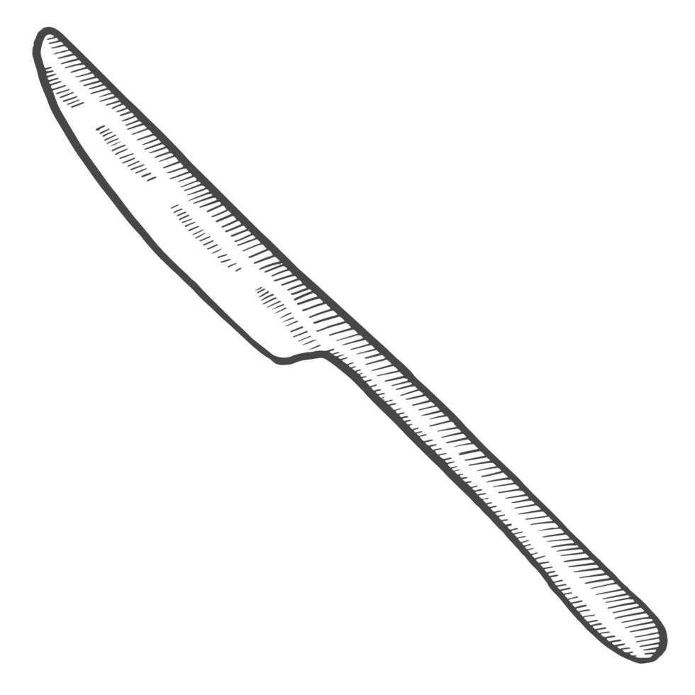 knife kitchen utensils solated doodle hand drawn sketch with outline style vector