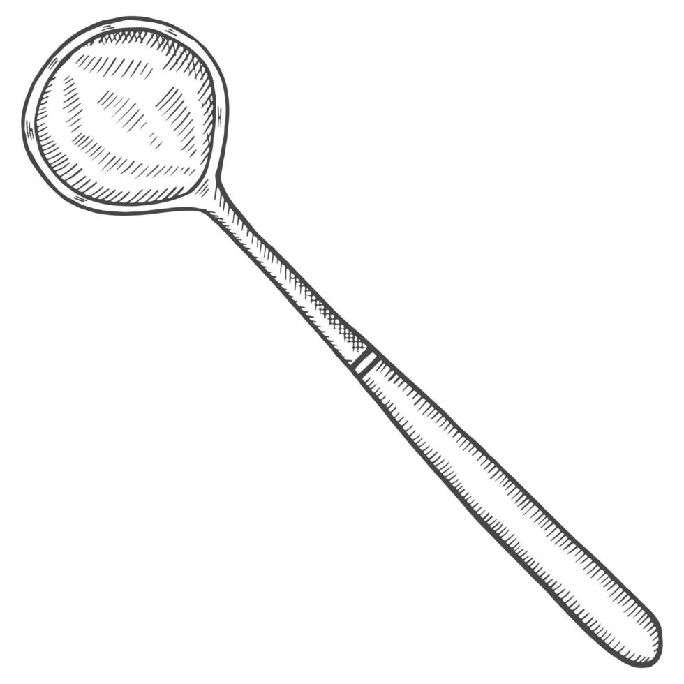 soup ladle kitchen utensils solated doodle hand drawn sketch with outline style vector