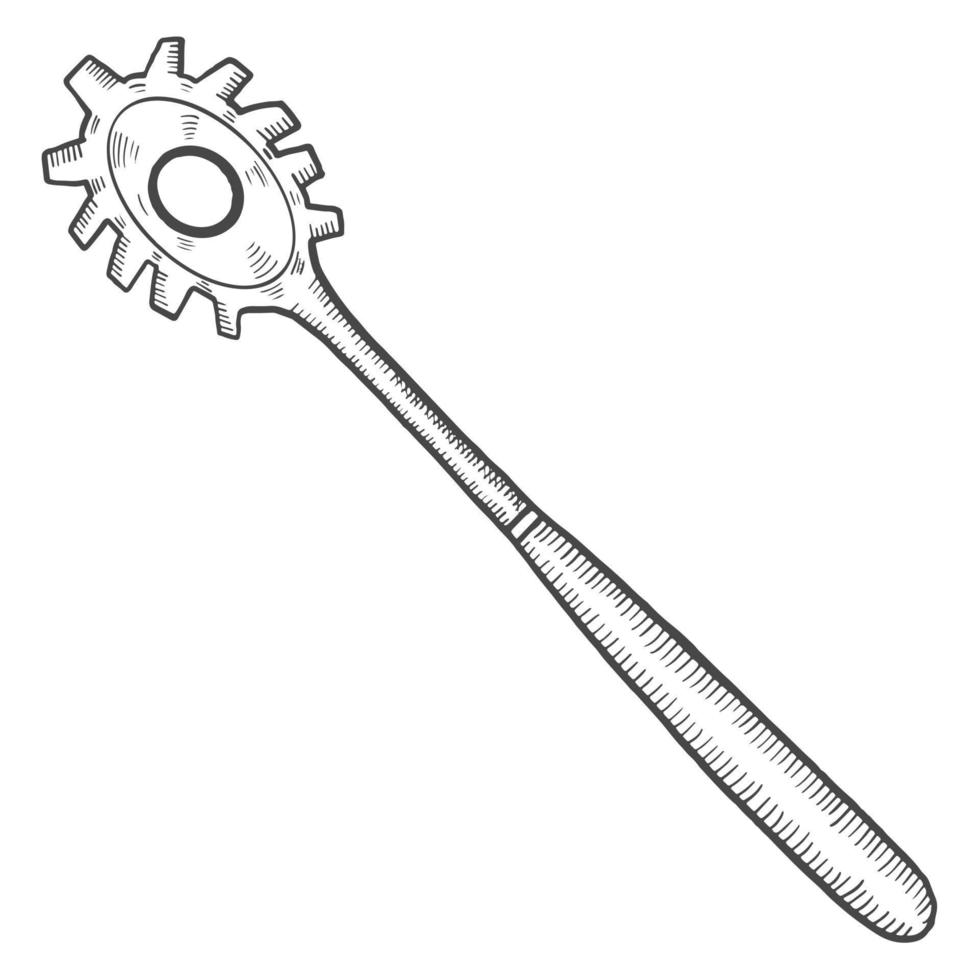 servidor de pasta utensilios de cocina aislado doodle boceto dibujado a mano con estilo de esquema vector