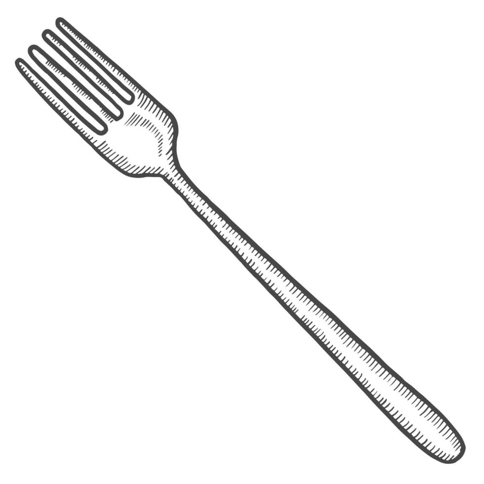 tenedor utensilios de cocina solated doodle boceto dibujado a mano con estilo de esquema vector
