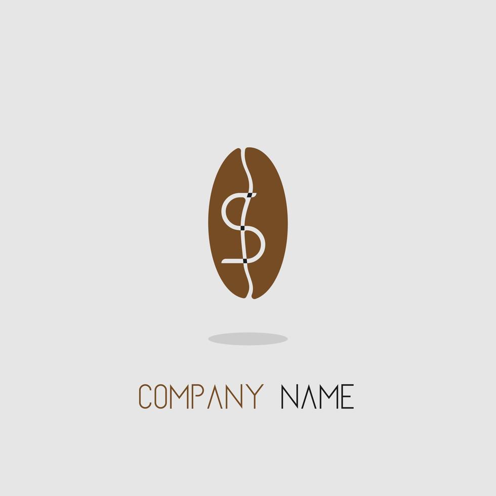 logo for coffeshop with brown coffee bean shape with elegant simple design vector