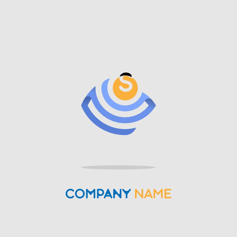 simple icon design logo for companies or stores with elegant style trendy design blue orange line eps 10 vector