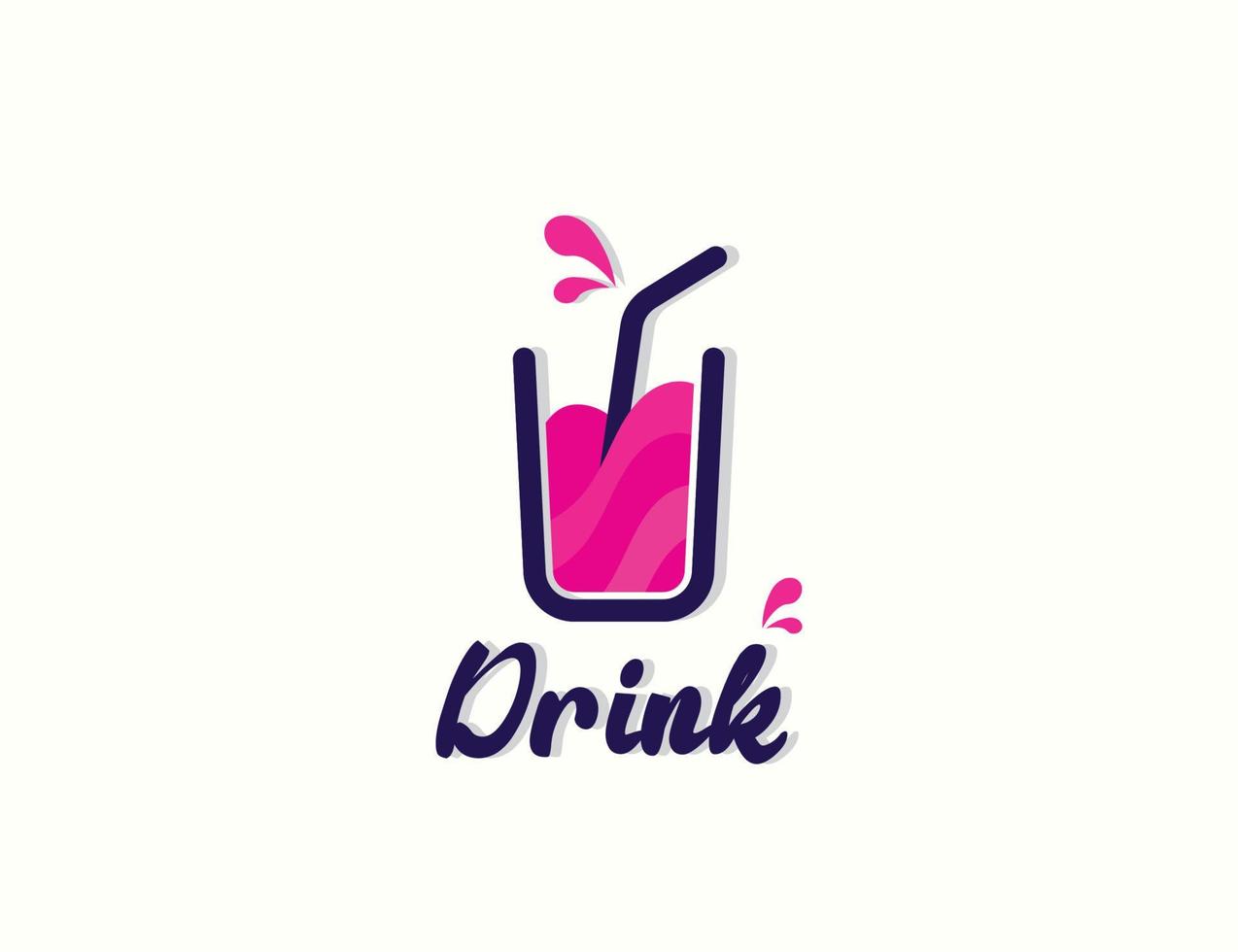 Drink cup soft drink logo design vector