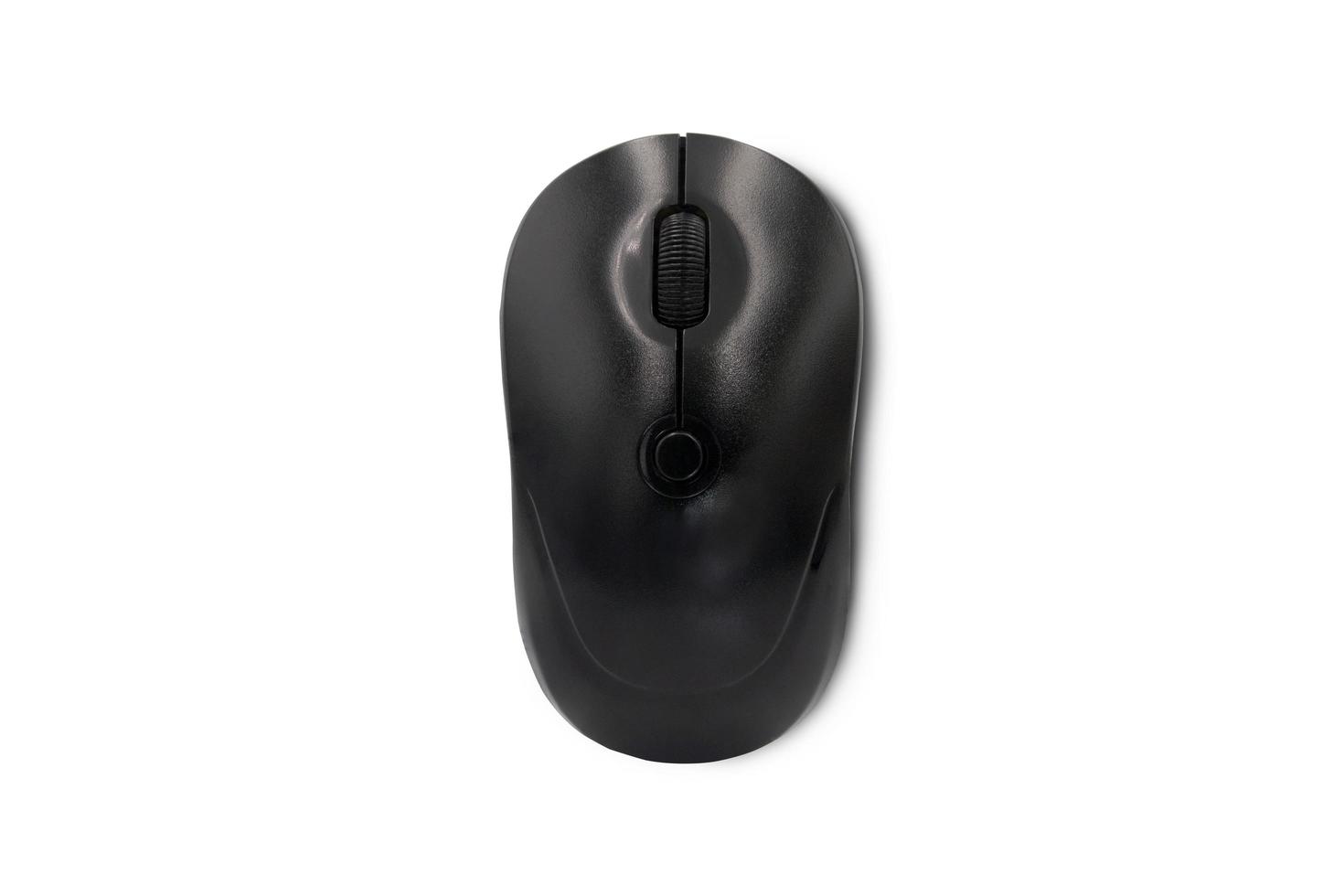 Black wireless computer mouse on white background. photo