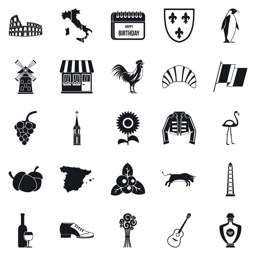 Winery icons set, simple style vector