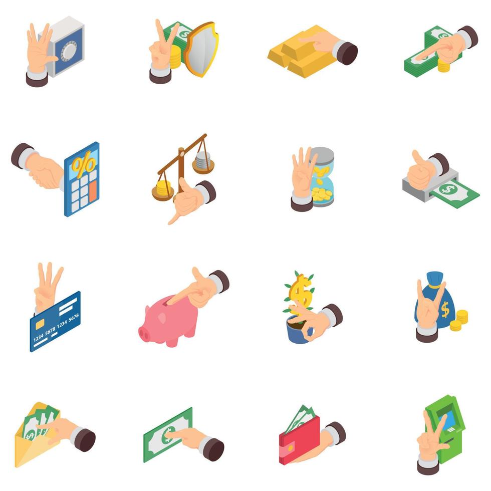 Decree icons set, isometric style vector