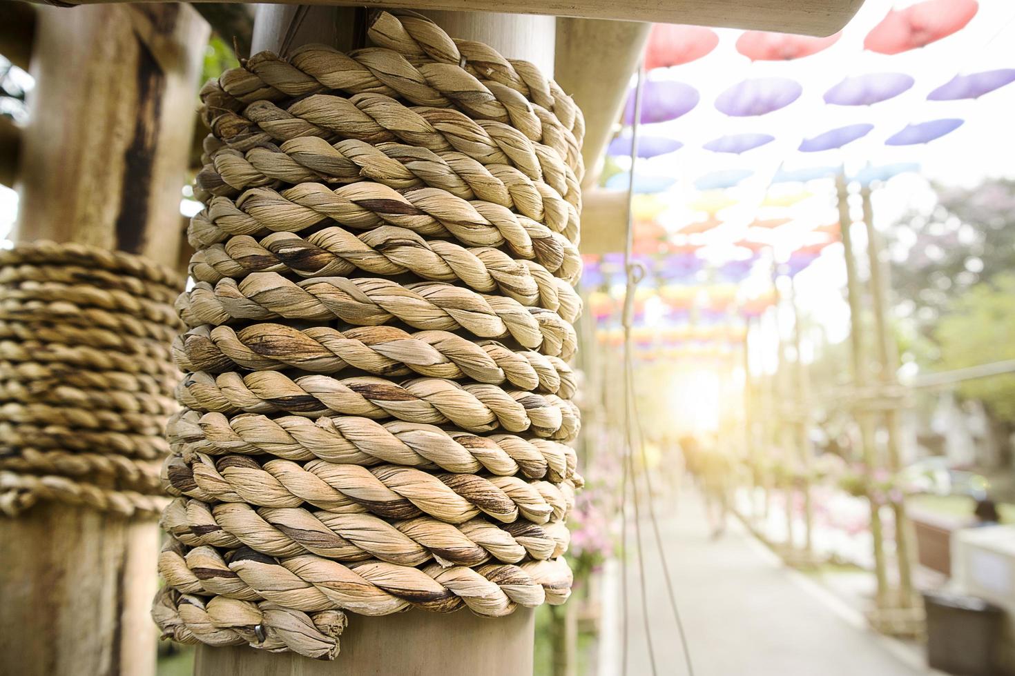 Close up of rope with blurred background. photo