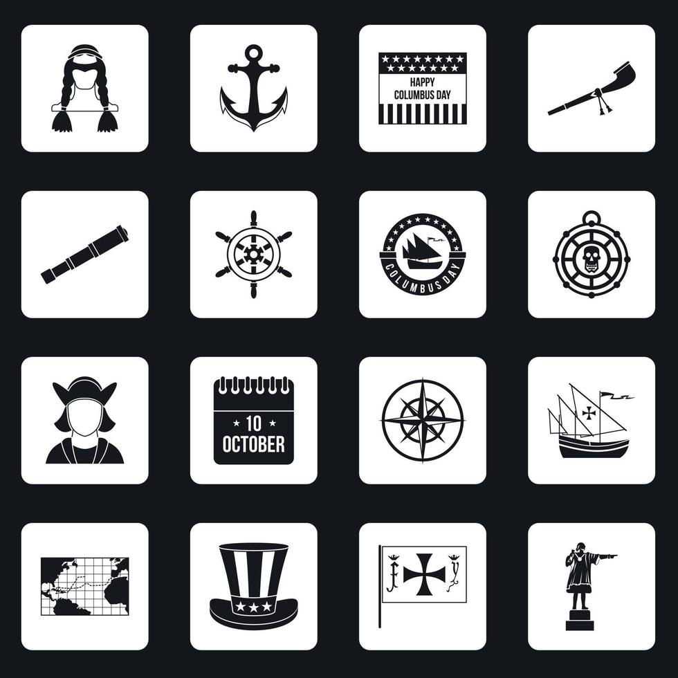 Columbus Day icons set squares vector