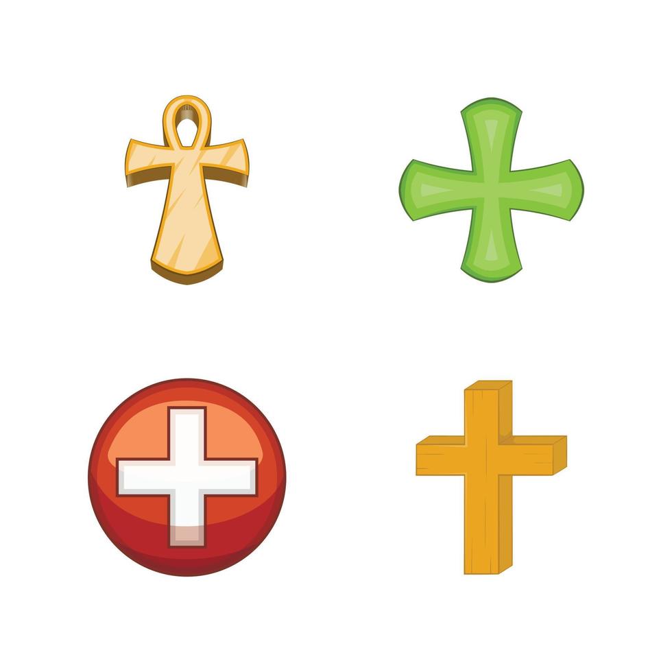 conjunto de iconos cruzados, estilo de dibujos animados vector