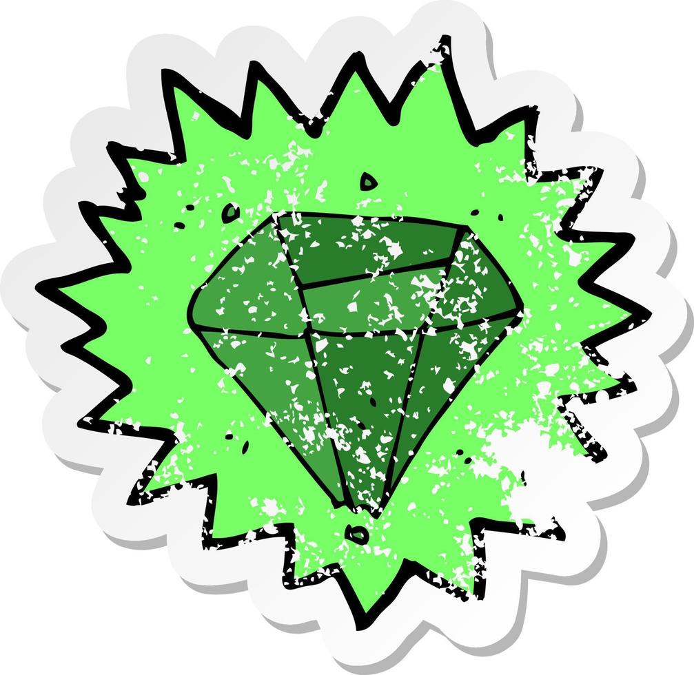 retro distressed sticker of a cartoon emerald vector