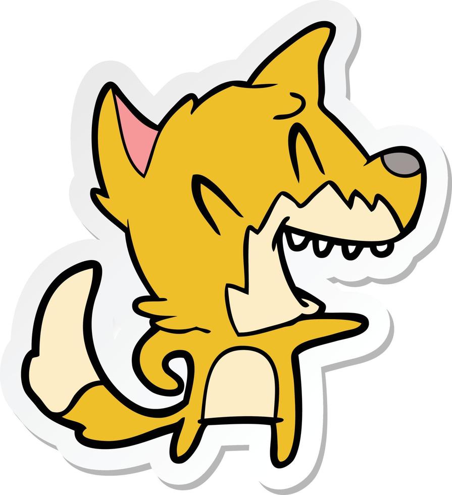 sticker of a laughing fox cartoon vector