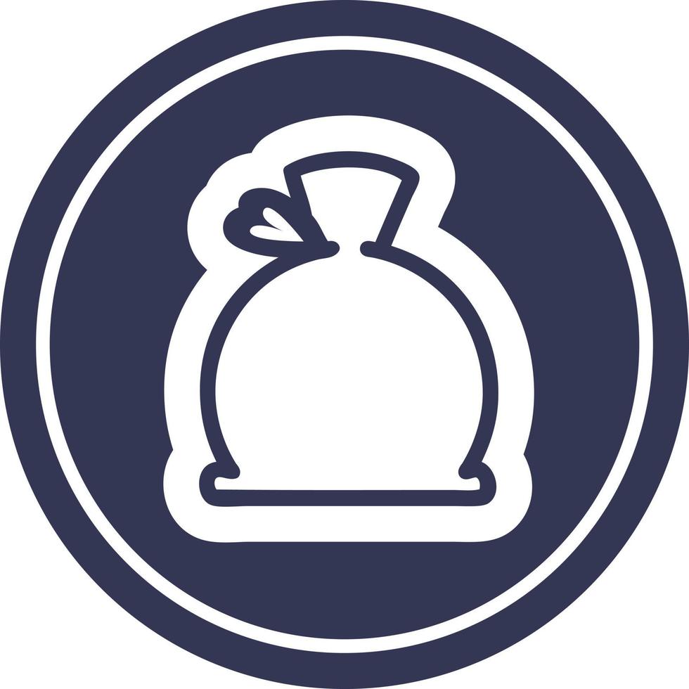 bulging sack circular icon vector