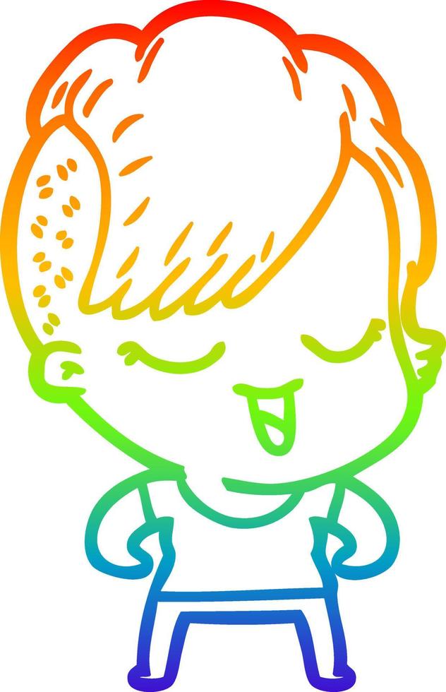 arco iris gradiente línea dibujo feliz caricatura niña vector