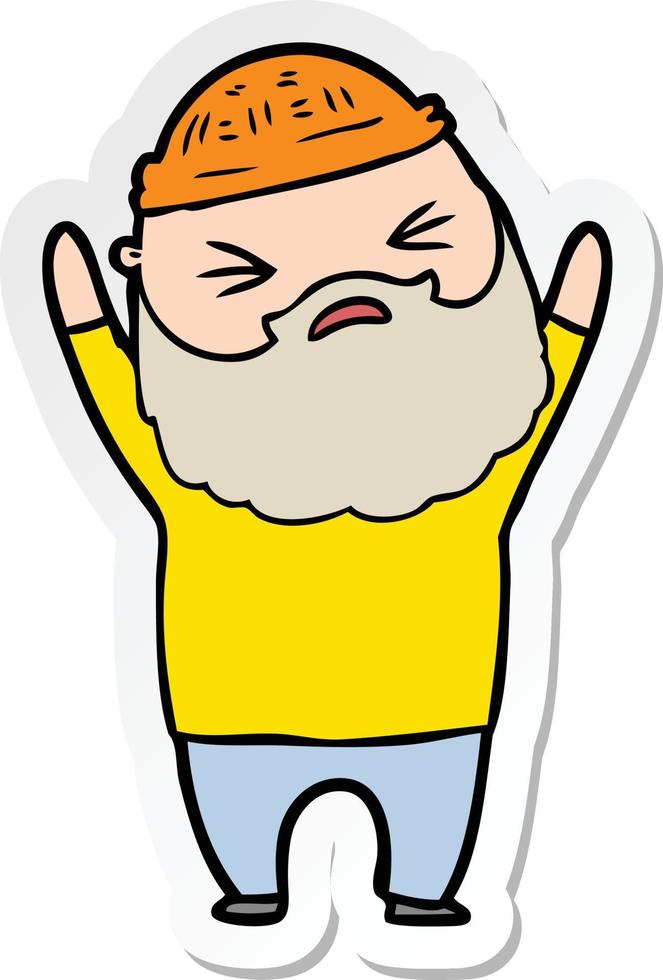 sticker of a cartoon man with beard vector