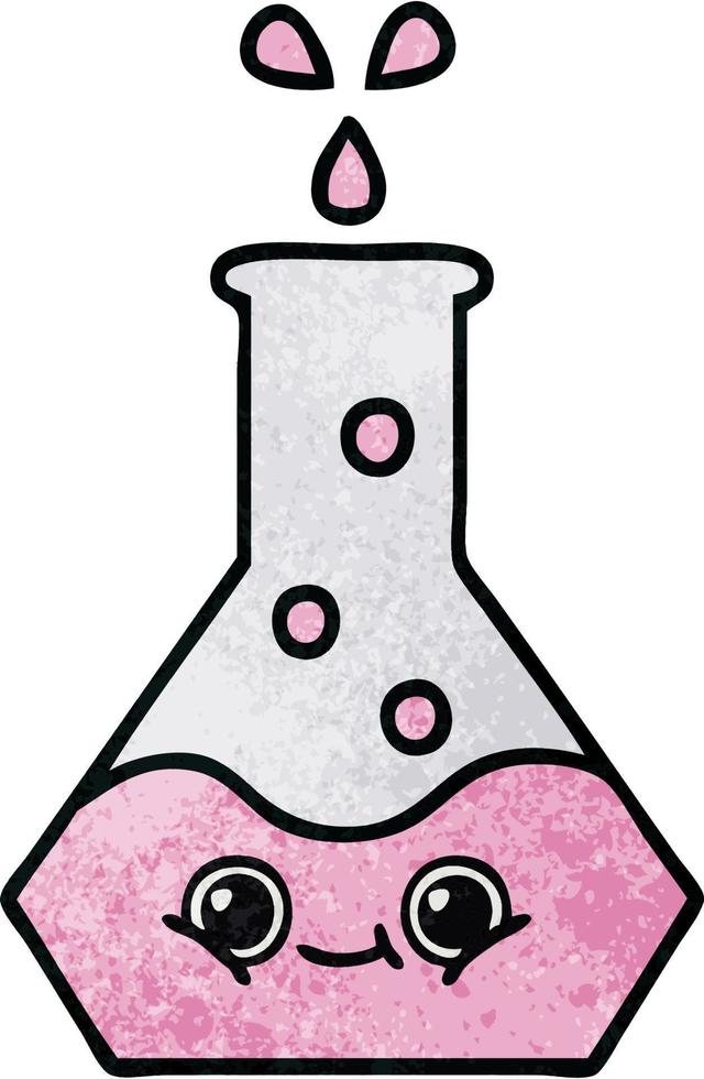 retro grunge texture cartoon science beaker vector