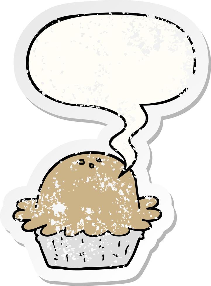 cartoon pie and speech bubble distressed sticker vector