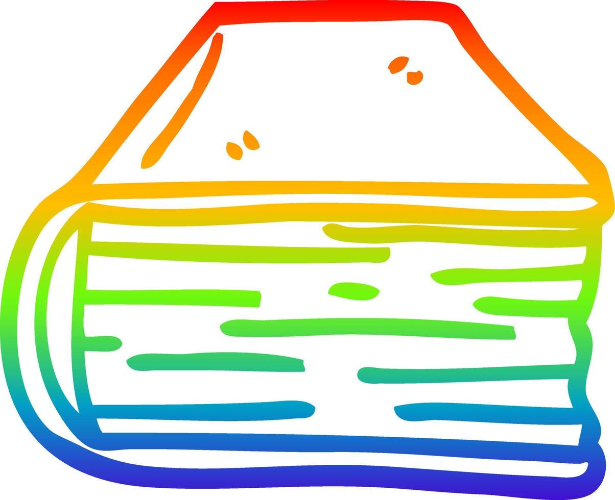 rainbow gradient line drawing cartoon old book vector
