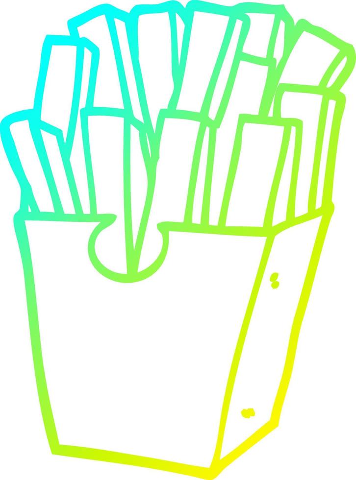 cold gradient line drawing cartoon takeout fries vector