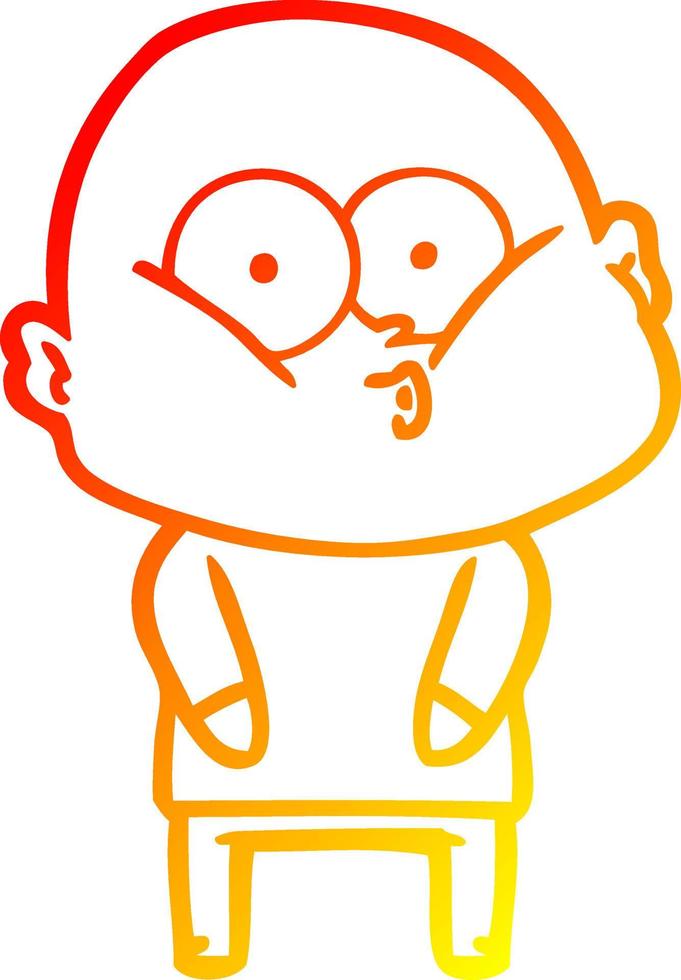 warm gradient line drawing cartoon bald man staring vector