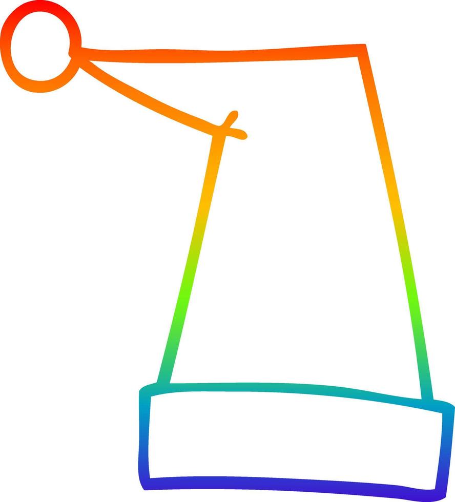 rainbow gradient line drawing cartoon elf hat vector