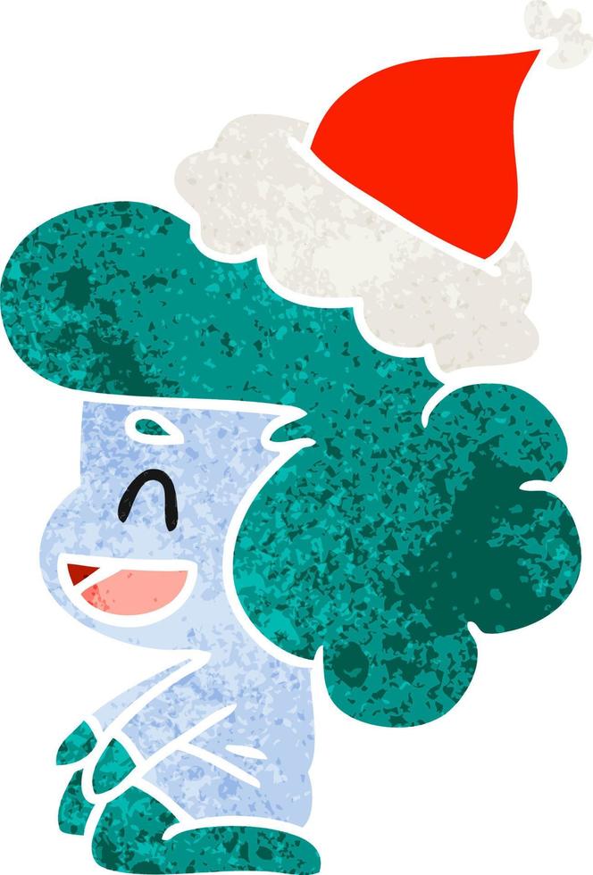 christmas retro cartoon of kawaii ghost vector