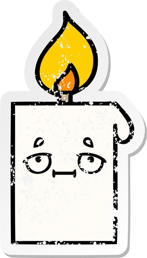 distressed sticker of a cute cartoon lit candle vector