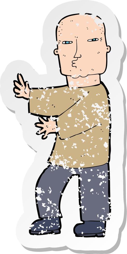 retro distressed sticker of a cartoon tough man vector