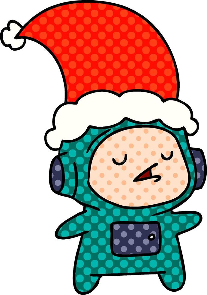 christmas cartoon of kawaii astronaut vector